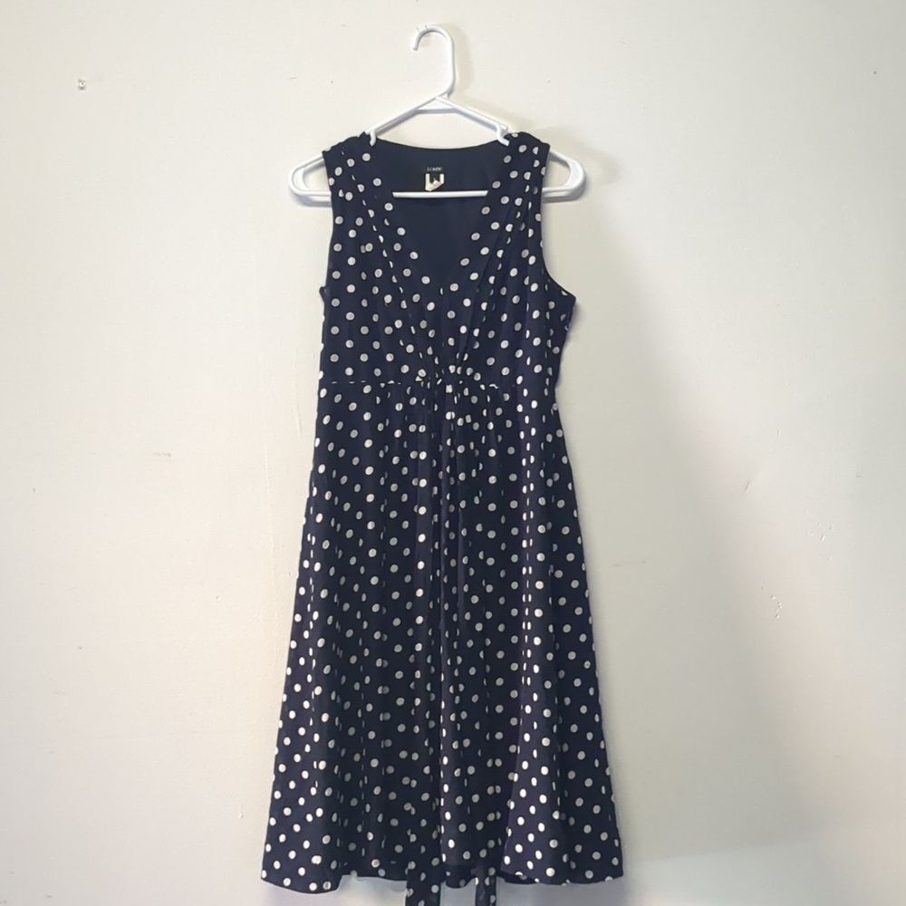 J.Crew Elinor Dress in Polka Dot Navy White Size 6 - Picture 3 of 9